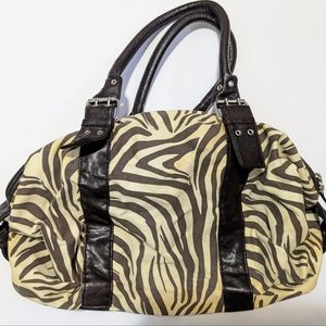 Brown and cream zebra print handbag